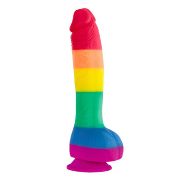 Cores Pride Edition 8 polegadas dildo de silicone realista com bolas