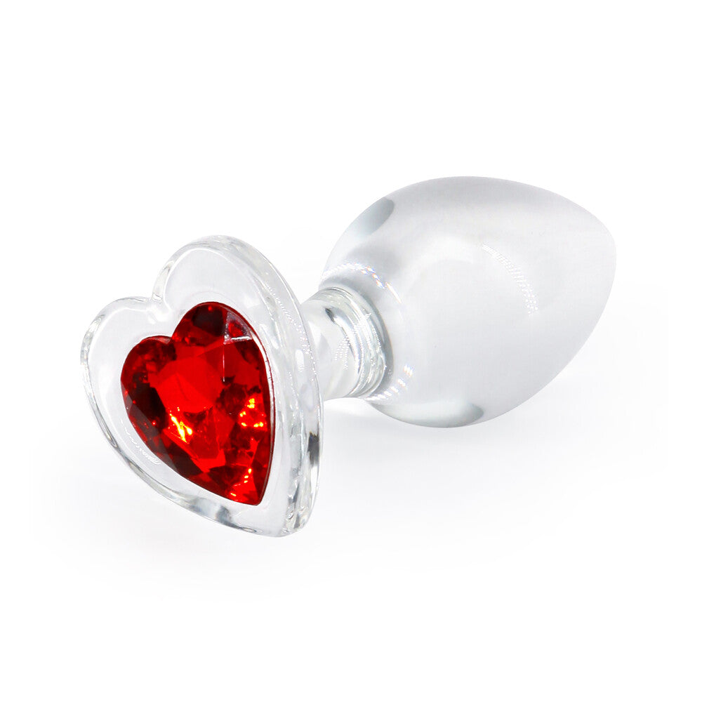 Crystal Desires Glass Heart Plug Anal Médio