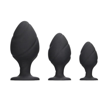 Ouch Silicone Swirled Butt Plug Set Preto