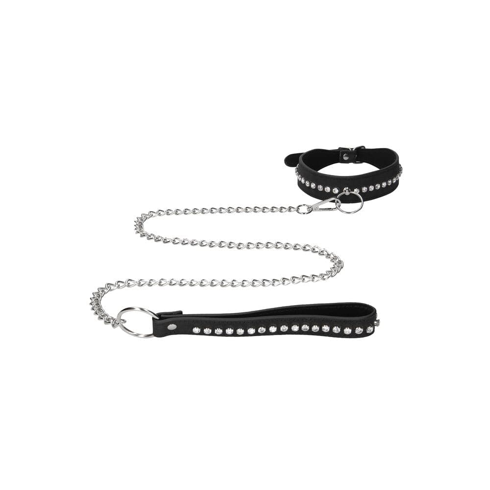 Collar con tachuelas de diamantes y correa Ouch
