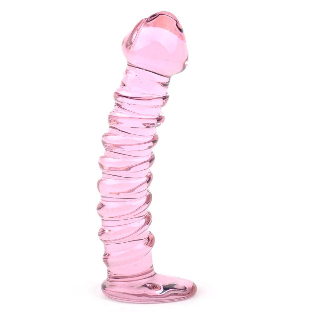 Vibrador de vidro rosa texturizado