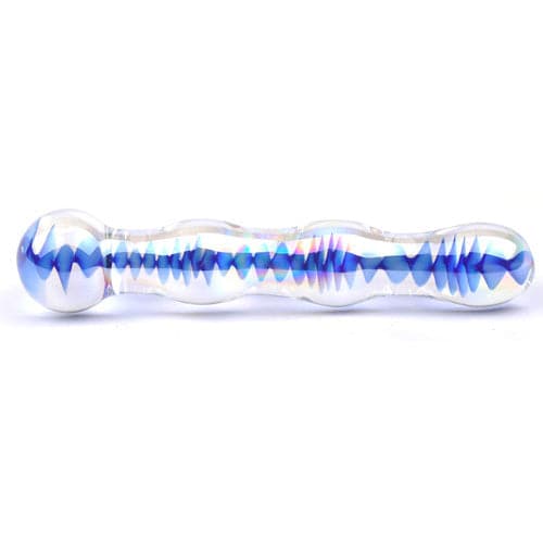 Dildo de vidro ondulado azul