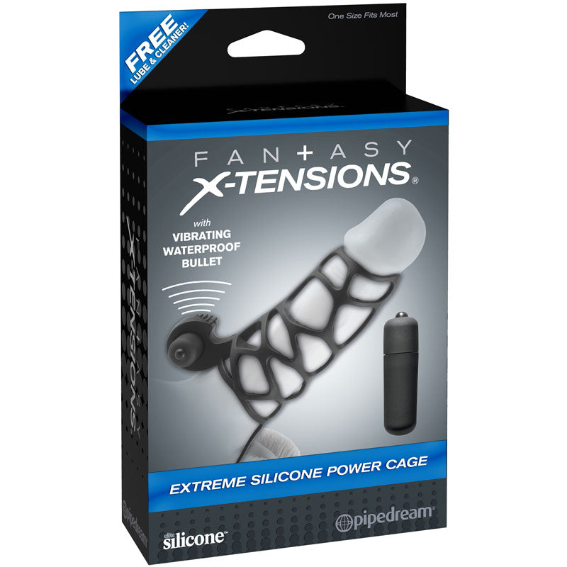 Jaula para pene con vibración de silicona de potencia extrema Fantasy Xtensions