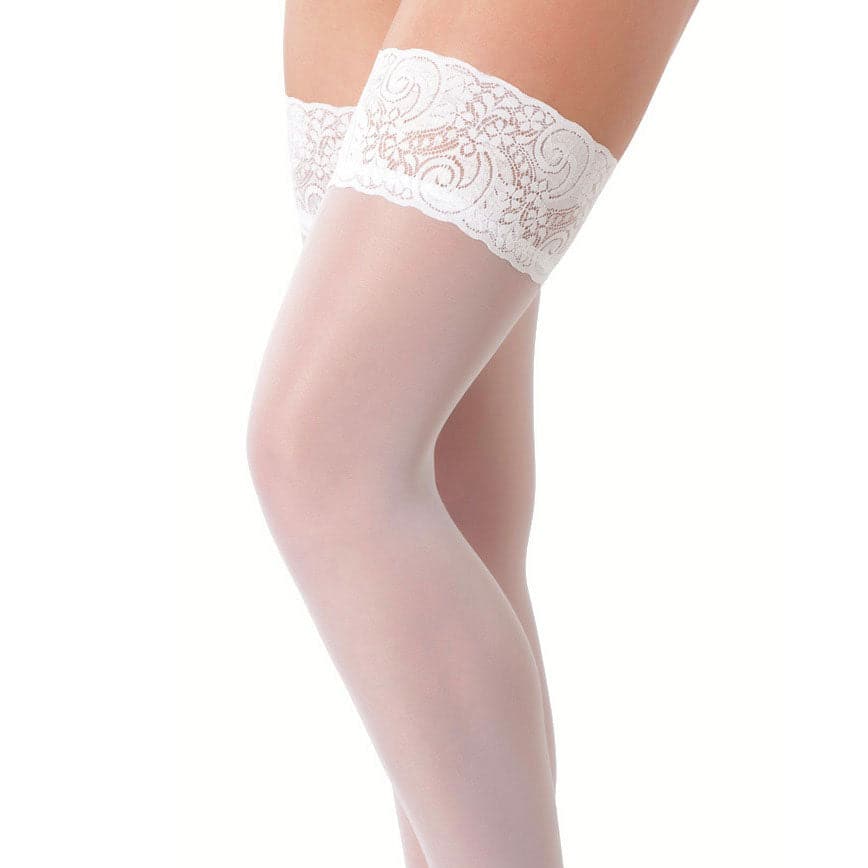 Meias de sustentação brancas com top de renda floral