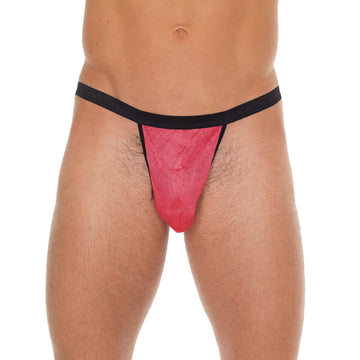 Tanga masculina preta com bolsa rosa