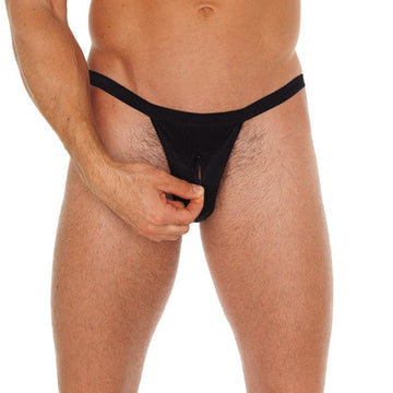 Tanga negro con cremallera para hombre