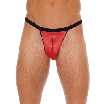 Tanga negro para hombre con cremallera en bolsa roja