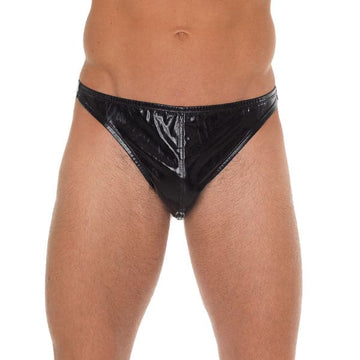 Tanga negro brillante para hombre