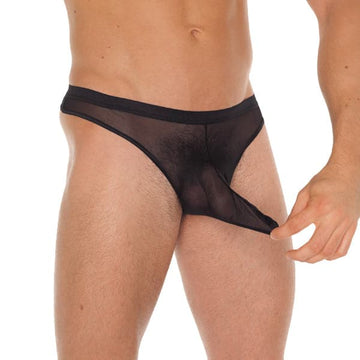 Tanga negro para hombre con funda para el pene