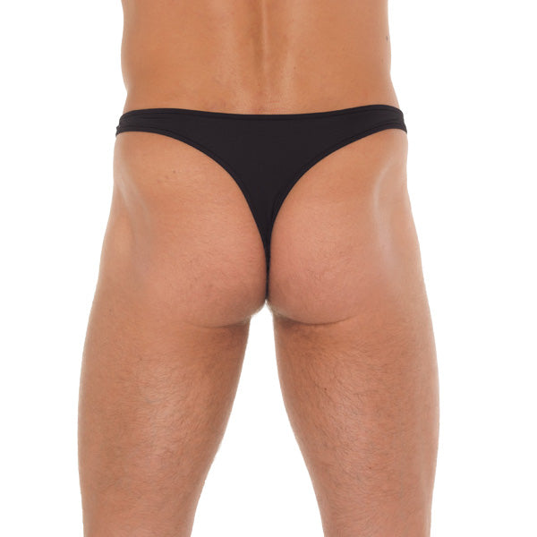 Tanga negro para hombre con conectores de aro de metal