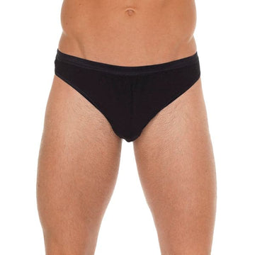 Tanga fio dental masculina preta de algodão