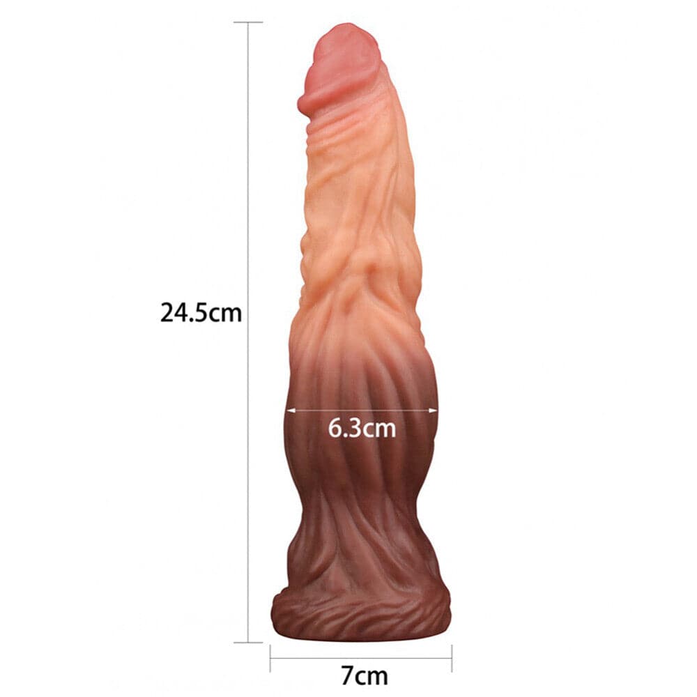 Pene Lovetoy de 9,5 pulgadas de silicona de doble capa color marrón carne