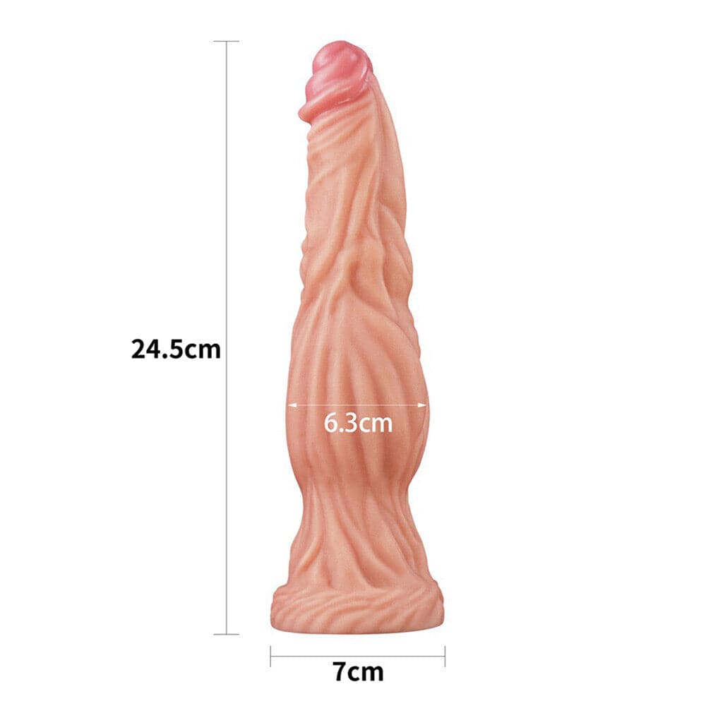 Pene Lovetoy de 9,5 pulgadas con doble capa de silicona color rosa carne