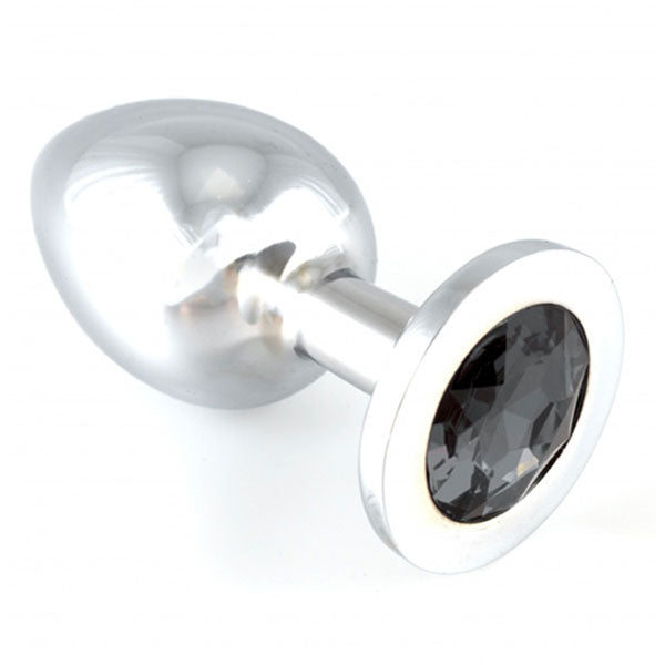 Plug anal de metal pesado com cristal preto