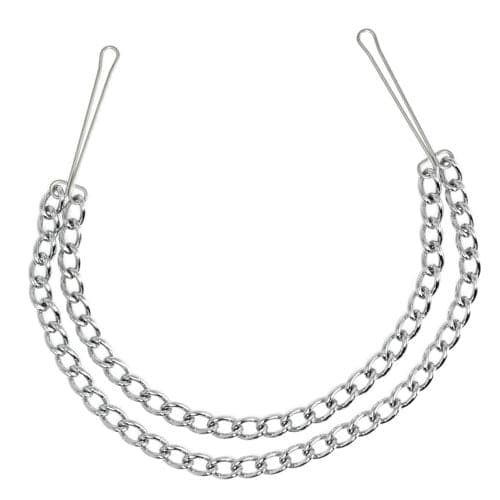 Pinzas para pezones de plata con doble cadena
