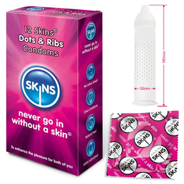 Skins Condoms Dots And Ribs Pacote com 12 unidades