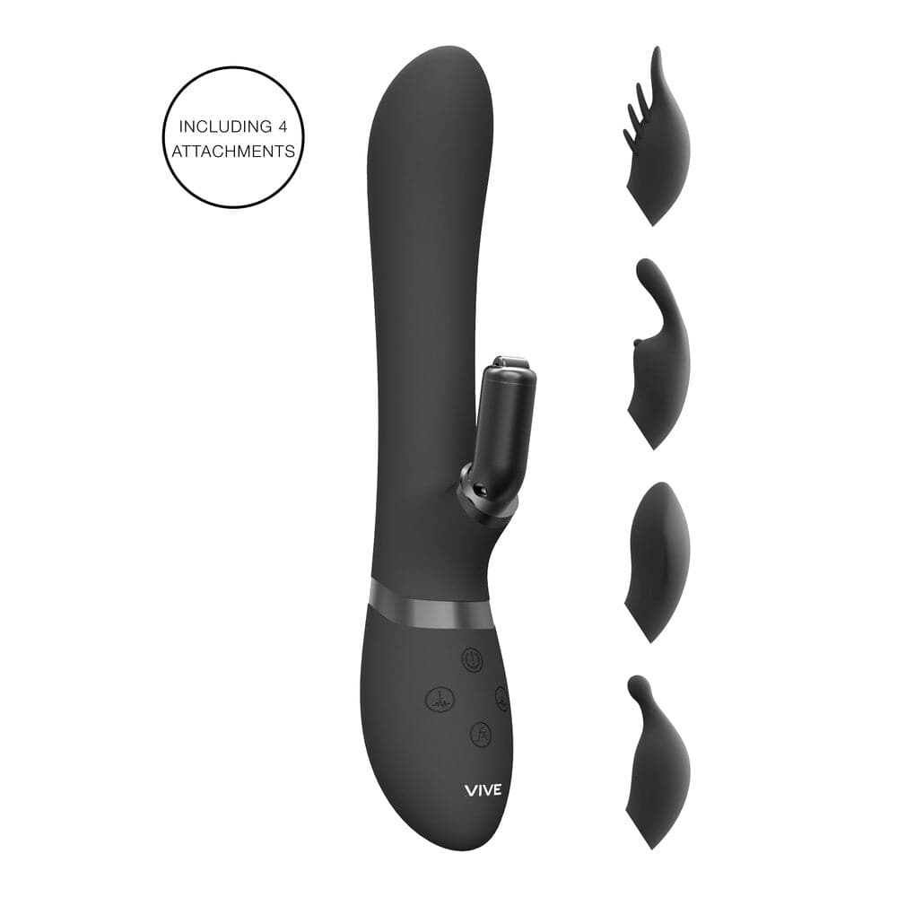Vive Chou Vibrador Coelho Intercambiável Dupla Ação Preto